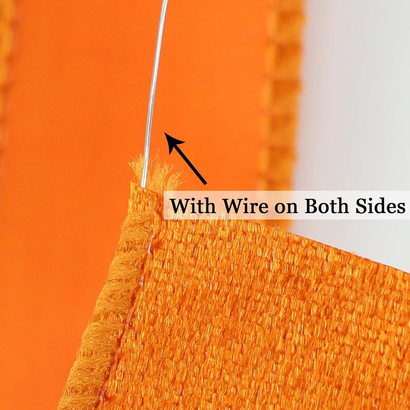 Meedee 1 inch Orange Velvet Wired Ribbon with 25 Yards Spool Crushed Velvet Ribbon for Christmas Tree, Fall Wreaths Supplies, Tree Topper Bows, Garlands - Image 3